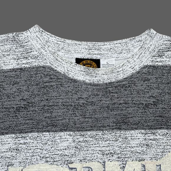 Permit Sport VTG 80s 90s Striped Gray Tee Size L Single Stitch RARE GUC - Picture 2 of 10